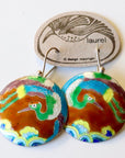 Vintage Laurel Burch Brown Stork Silver Earrings