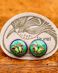 Vintage Laurel Burch Butterfly Green Gold-Vermeil Button Studs