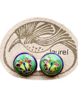 Vintage Laurel Burch Butterfly Green Gold-Vermeil Button Studs