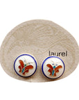 Vintage Laurel Burch Butterfly White Gold-Vermeil Button Studs