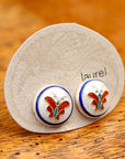 Vintage Laurel Burch Butterfly White Gold-Vermeil Button Studs