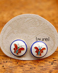 Vintage Laurel Burch Butterfly White Gold-Vermeil Button Studs