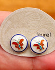 Vintage Laurel Burch Butterfly White Gold-Vermeil Button Studs