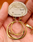 Vintage Laurel Burch Crescent Moon Gold-Plate Earrings