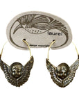 Vintage Laurel Burch Eros Distressed Gold-Plate Hoops