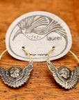 Vintage Laurel Burch Eros Distressed Gold-Plate Hoops