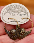 Vintage Laurel Burch Eros Distressed Gold-Plate Hoops
