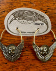 Vintage Laurel Burch Eros Distressed Gold-Plate Hoops