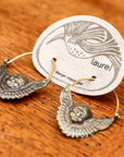 Vintage Laurel Burch Eros Distressed Gold-Plate Hoops