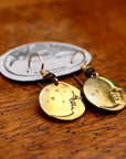 Vintage Laurel Burch Extra Small Moonface Gold-Plate Earrings