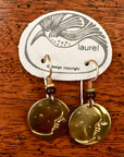 Vintage Laurel Burch Extra Small Moonface Gold-Plate Earrings