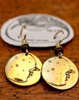 Vintage Laurel Burch Extra Small Moonface Gold-Plate Earrings