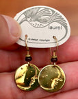 Vintage Laurel Burch Extra Small Moonface Gold-Plate Earrings