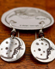 Vintage Laurel Burch Extra Small Moonface Silver-Plate Earrings
