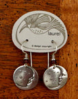 Vintage Laurel Burch Extra Small Moonface Silver-Plate Earrings