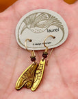 Vintage Laurel Burch Fairy Wing Gold-Plate Earrings