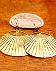 Vintage Laurel Burch Fan Gold-Plate Earrings