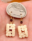 Vintage Laurel Burch Floral Bone Gold-Plate Dangles