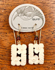 Vintage Laurel Burch Floral Bone Gold-Plate Dangles