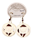 Vintage Laurel Burch Floral Bone Gold-Plate Earrings