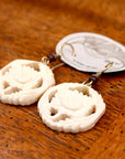 Vintage Laurel Burch Floral Bone Gold-Plate Earrings