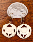 Vintage Laurel Burch Floral Bone Gold-Plate Earrings