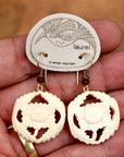 Vintage Laurel Burch Floral Bone Gold-Plate Earrings