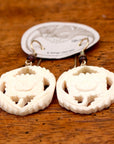 Vintage Laurel Burch Floral Bone Gold-Plate Earrings