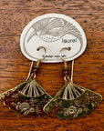 Vintage Laurel Burch Folding Fan Gold-Plate Dangles