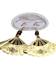 Vintage Laurel Burch Folding Fan Gold-Plate Dangles