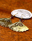 Vintage Laurel Burch Folding Fan Gold-Plate Dangles