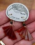 Vintage Laurel Burch Folding Fan Gold-Plate Earrings