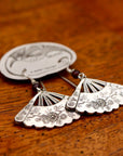 Vintage Laurel Burch Folding Fan Silver-Plate Dangles
