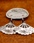 Vintage Laurel Burch Folding Fan Silver-Plate Dangles