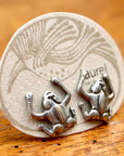 Vintage Laurel Burch Frog Silver-Plate Studs