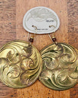 Vintage Laurel Burch Gingko Gold-Plate Earrings