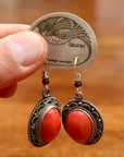 Vintage Laurel Burch Glass Oval Silver-Plate Earrings