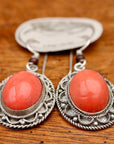 Vintage Laurel Burch Glass Oval Silver-Plate Earrings