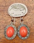 Vintage Laurel Burch Glass Oval Silver-Plate Earrings