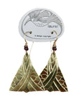 Vintage Laurel Burch Golden Triangle Gold-Plate Earrings