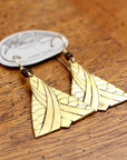 Vintage Laurel Burch Golden Triangle Gold-Plate Earrings