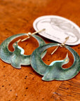Vintage Laurel Burch Green Arched Crane Gold-Vermeil Earrings
