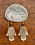 Vintage Laurel Burch Hamsa Hand Gold-Plate Dangles