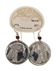 Vintage Laurel Burch Isis Rounds Silver-Plate Earrings
