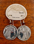 Vintage Laurel Burch Isis Rounds Silver-Plate Earrings
