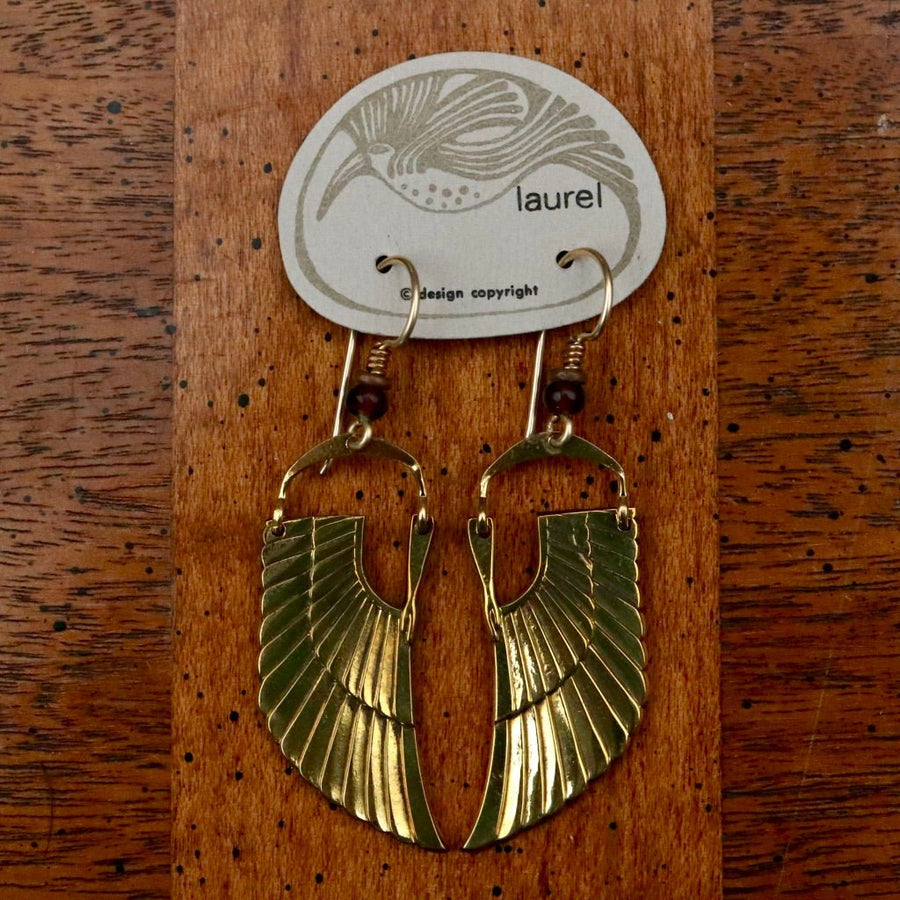 Vintage Laurel Burch Isis Wing Gold-Plate Earrings