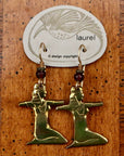 Vintage Laurel Burch Kneeling Isis Gold-Plate Earrings