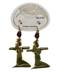 Vintage Laurel Burch Kneeling Isis Gold-Plate Earrings
