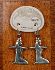 Vintage Laurel Burch Kneeling Isis Silver-Plate Earrings