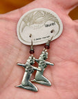 Vintage Laurel Burch Kneeling Isis Silver-Plate Earrings
